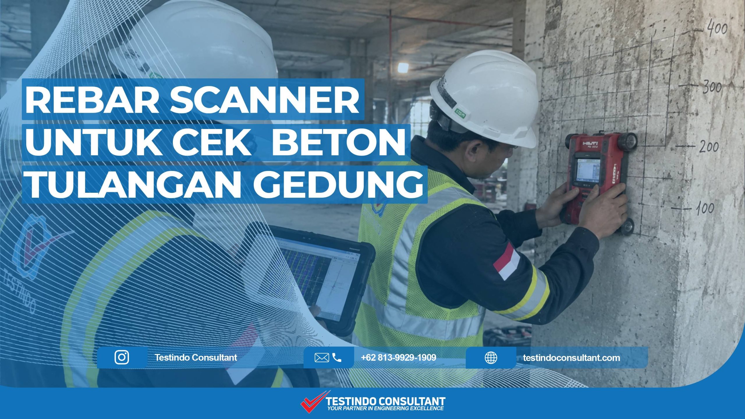 Rebar scanner gedung bertingkat untuk cek tulangan